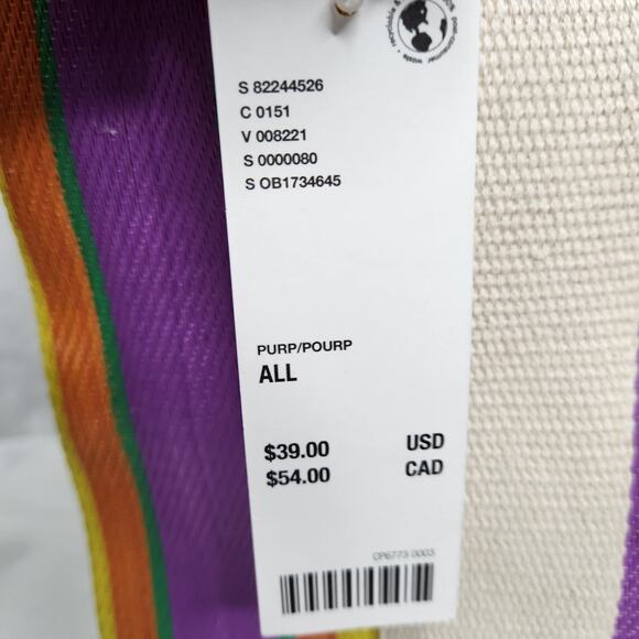 Urban Outfitters BDG Serena Mesh Tote Bag Medium Size Multi Stripe Purple Yellow - Picture 6 of 14